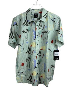 RVCA Craft Short Sleeve Button Up Shirt Men's Size L NWT